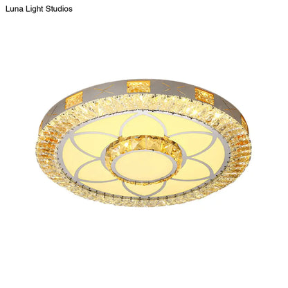 DecorBites™ DecorBites™ LED Crystal Ceiling Light Flush-Mount Fixture - Modern Chrome with Clear Inlaid Diamond/Flower/Star - Bedroom Lighting