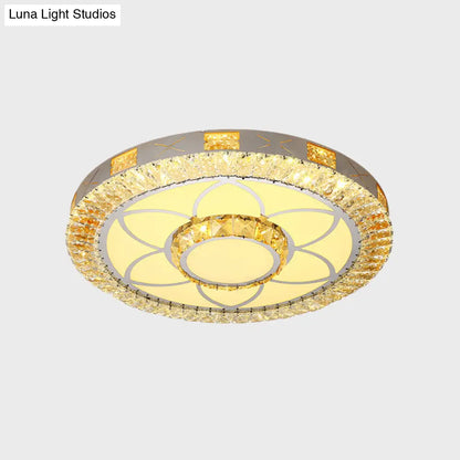 DecorBites™ DecorBites™ LED Crystal Ceiling Light Flush-Mount Fixture - Modern Chrome with Clear Inlaid Diamond/Flower/Star - Bedroom Lighting
