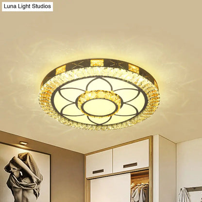 DecorBites™ DecorBites™ LED Crystal Ceiling Light Flush-Mount Fixture - Modern Chrome with Clear Inlaid Diamond/Flower/Star - Bedroom Lighting