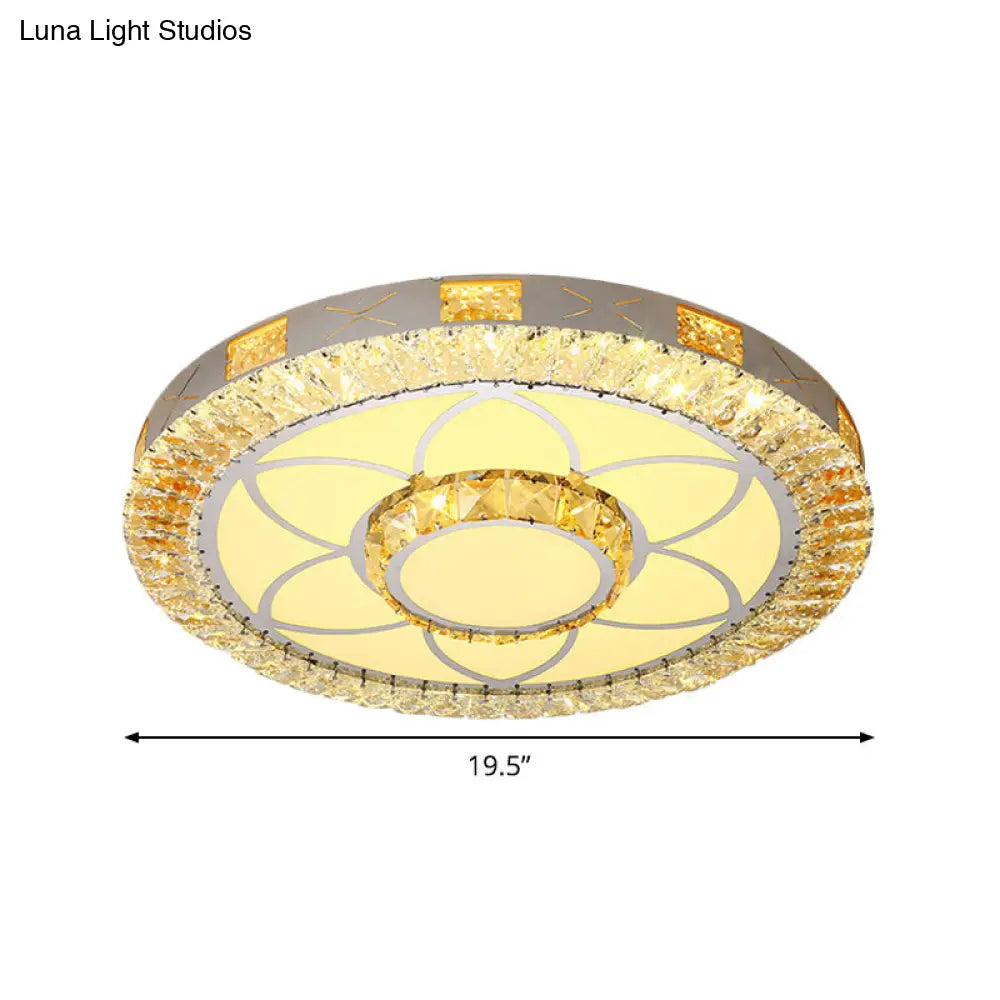 DecorBites™ DecorBites™ LED Crystal Ceiling Light Flush-Mount Fixture - Modern Chrome with Clear Inlaid Diamond/Flower/Star - Bedroom Lighting