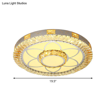 DecorBites™ DecorBites™ LED Crystal Ceiling Light Flush-Mount Fixture - Modern Chrome with Clear Inlaid Diamond/Flower/Star - Bedroom Lighting