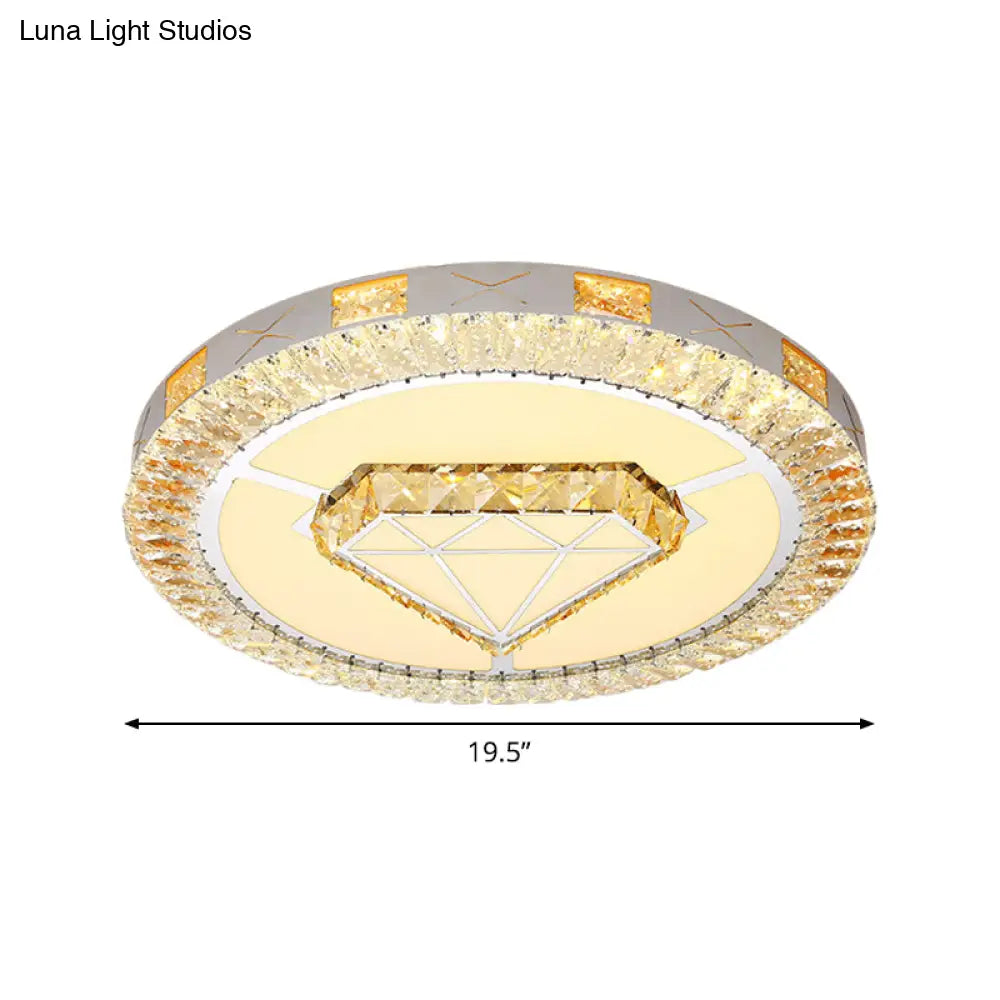 DecorBites™ DecorBites™ LED Crystal Ceiling Light Flush-Mount Fixture - Modern Chrome with Clear Inlaid Diamond/Flower/Star - Bedroom Lighting