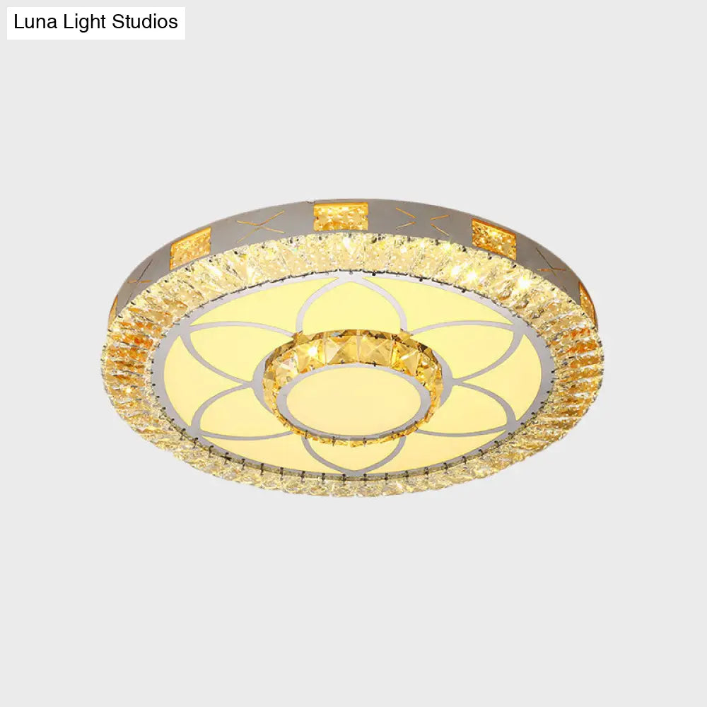 DecorBites™ DecorBites™ LED Crystal Ceiling Light Flush-Mount Fixture - Modern Chrome with Clear Inlaid Diamond/Flower/Star - Bedroom Lighting