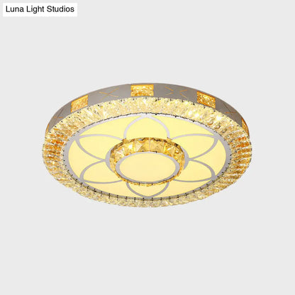DecorBites™ DecorBites™ LED Crystal Ceiling Light Flush-Mount Fixture - Modern Chrome with Clear Inlaid Diamond/Flower/Star - Bedroom Lighting