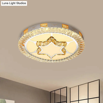 DecorBites™ DecorBites™ LED Crystal Ceiling Light Flush-Mount Fixture - Modern Chrome with Clear Inlaid Diamond/Flower/Star - Bedroom Lighting