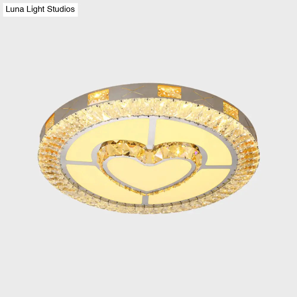 DecorBites™ DecorBites™ LED Crystal Ceiling Light Flush-Mount Fixture - Modern Chrome with Clear Inlaid Diamond/Flower/Star - Bedroom Lighting