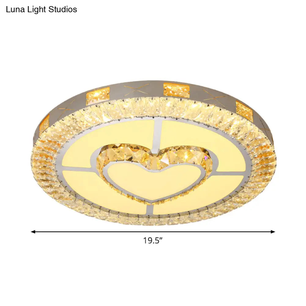 DecorBites™ DecorBites™ LED Crystal Ceiling Light Flush-Mount Fixture - Modern Chrome with Clear Inlaid Diamond/Flower/Star - Bedroom Lighting
