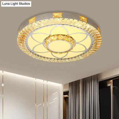 DecorBites™ DecorBites™ LED Crystal Ceiling Light Flush-Mount Fixture - Modern Chrome with Clear Inlaid Diamond/Flower/Star - Bedroom Lighting