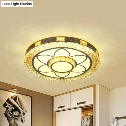 DecorBites™ DecorBites™ LED Crystal Ceiling Light Flush-Mount Fixture - Modern Chrome with Clear Inlaid Diamond/Flower/Star - Bedroom Lighting