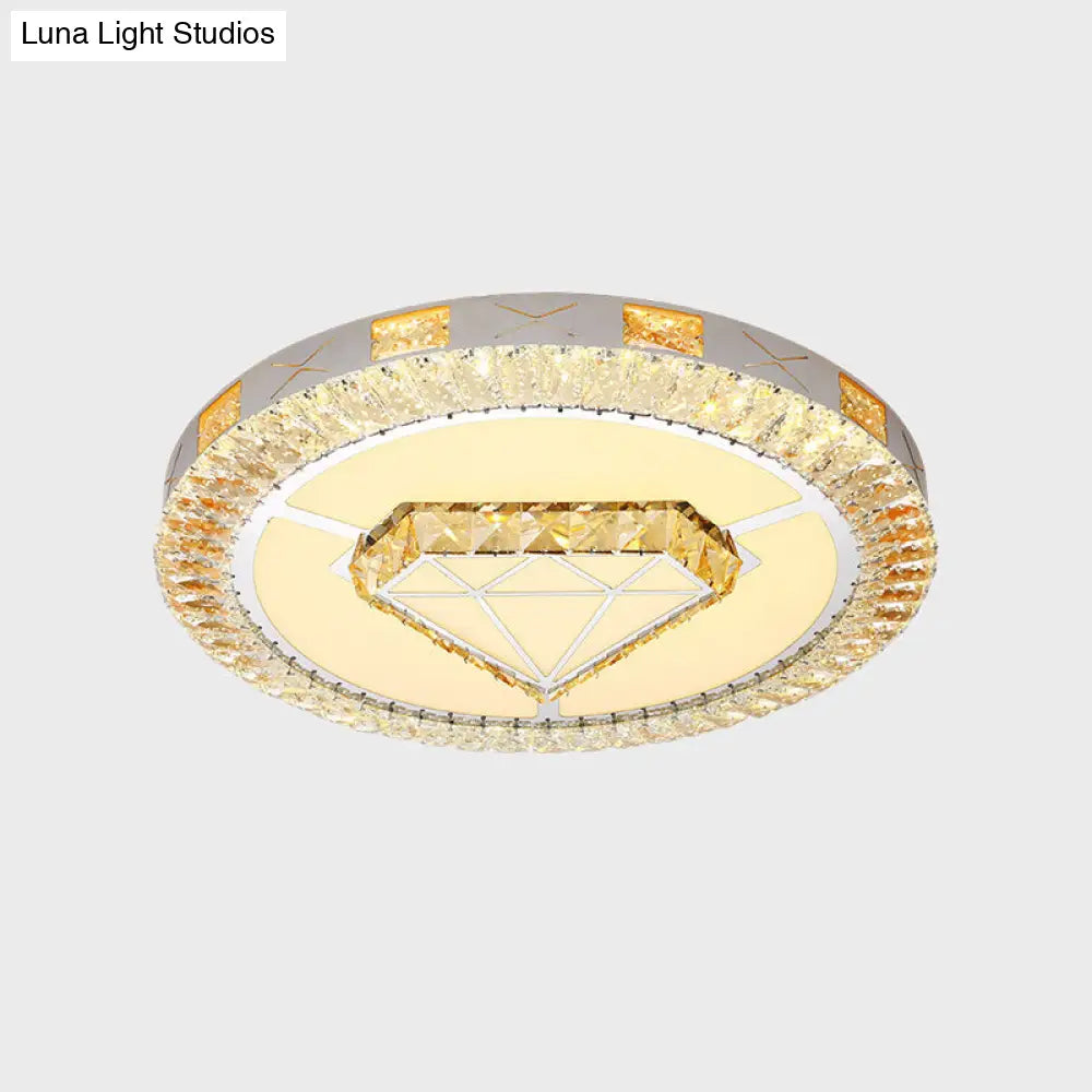 DecorBites™ DecorBites™ LED Crystal Ceiling Light Flush-Mount Fixture - Modern Chrome with Clear Inlaid Diamond/Flower/Star - Bedroom Lighting