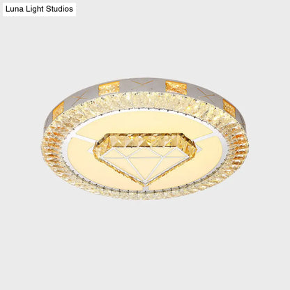 DecorBites™ DecorBites™ LED Crystal Ceiling Light Flush-Mount Fixture - Modern Chrome with Clear Inlaid Diamond/Flower/Star - Bedroom Lighting