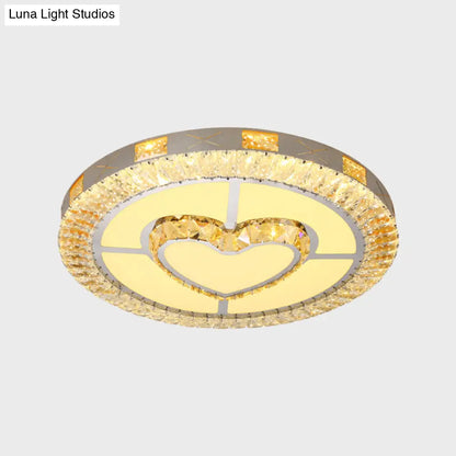 DecorBites™ DecorBites™ LED Crystal Ceiling Light Flush-Mount Fixture - Modern Chrome with Clear Inlaid Diamond/Flower/Star - Bedroom Lighting