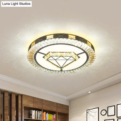 DecorBites™ DecorBites™ LED Crystal Ceiling Light Flush-Mount Fixture - Modern Chrome with Clear Inlaid Diamond/Flower/Star - Bedroom Lighting