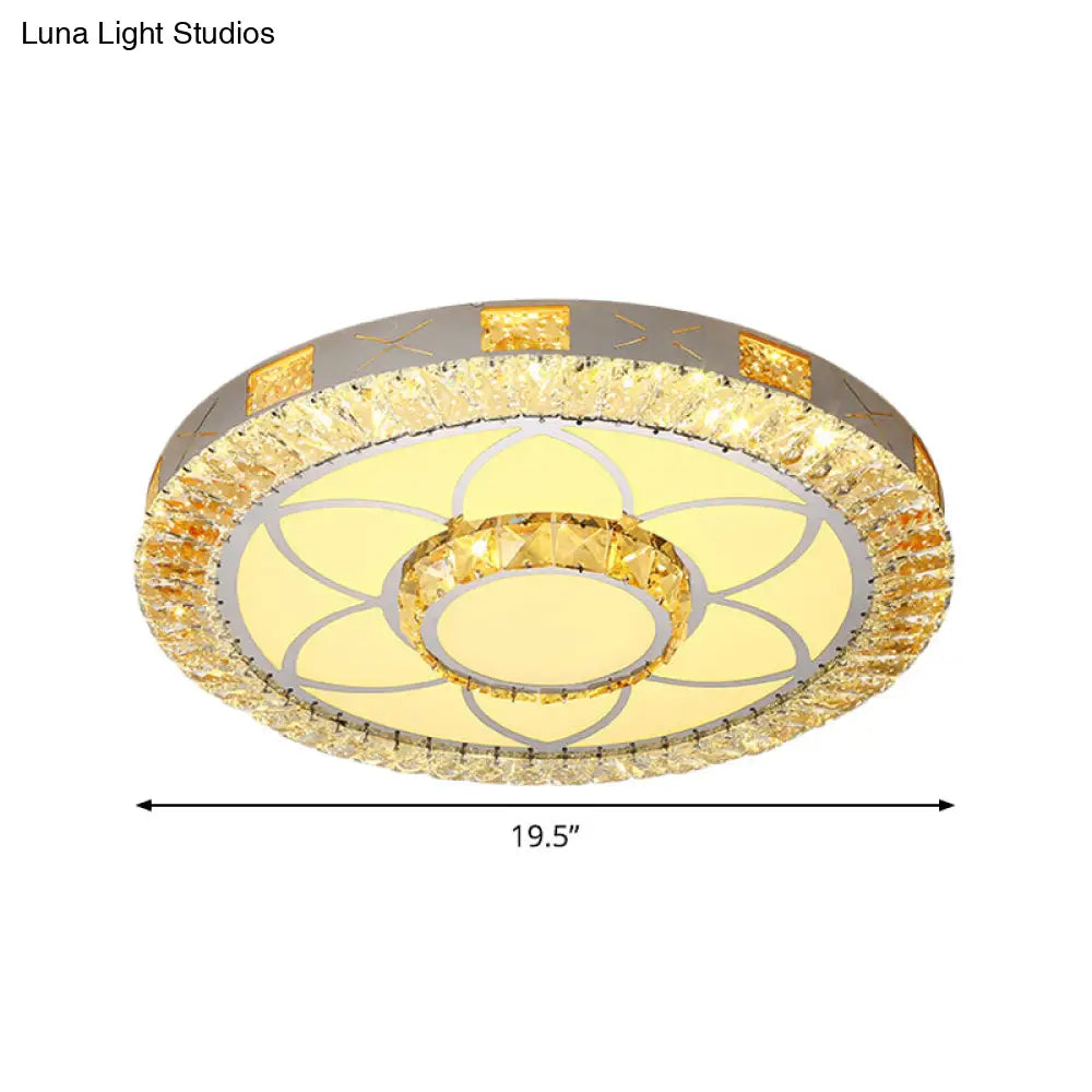 DecorBites™ DecorBites™ LED Crystal Ceiling Light Flush-Mount Fixture - Modern Chrome with Clear Inlaid Diamond/Flower/Star - Bedroom Lighting
