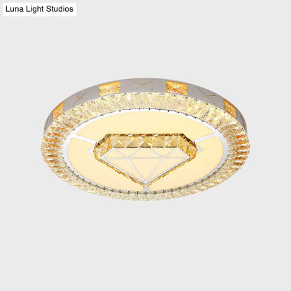 DecorBites™ DecorBites™ LED Crystal Ceiling Light Flush-Mount Fixture - Modern Chrome with Clear Inlaid Diamond/Flower/Star - Bedroom Lighting