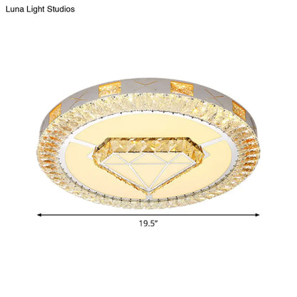 DecorBites™ DecorBites™ LED Crystal Ceiling Light Flush-Mount Fixture - Modern Chrome with Clear Inlaid Diamond/Flower/Star - Bedroom Lighting