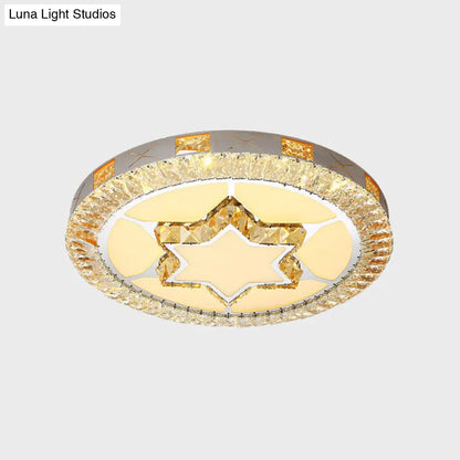 DecorBites™ DecorBites™ LED Crystal Ceiling Light Flush-Mount Fixture - Modern Chrome with Clear Inlaid Diamond/Flower/Star - Bedroom Lighting