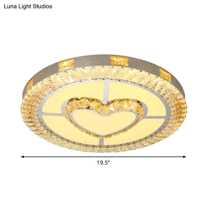 DecorBites™ DecorBites™ LED Crystal Ceiling Light Flush-Mount Fixture - Modern Chrome with Clear Inlaid Diamond/Flower/Star - Bedroom Lighting