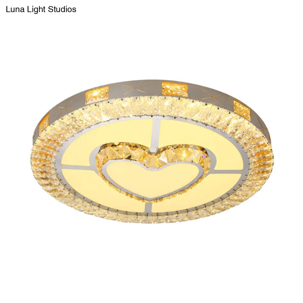 DecorBites™ DecorBites™ LED Crystal Ceiling Light Flush-Mount Fixture - Modern Chrome with Clear Inlaid Diamond/Flower/Star - Bedroom Lighting