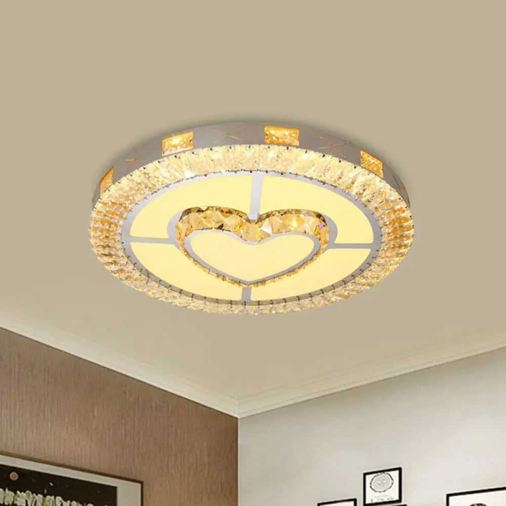 DecorBites™ DecorBites™ LED Crystal Ceiling Light Flush-Mount Fixture - Modern Chrome with Clear Inlaid Diamond/Flower/Star - Bedroom Lighting