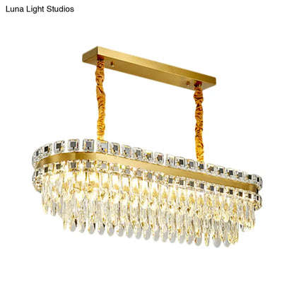 ديكوربايتس™ - إضاءة جزيرة بيضاوية من الكريستال LED - تركيبات حديثة شفافة لغرفة الطعام