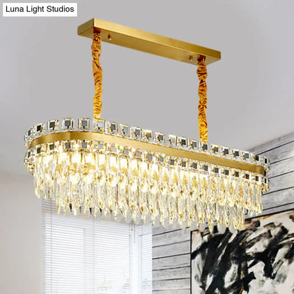 ديكوربايتس™ - إضاءة جزيرة بيضاوية من الكريستال LED - تركيبات حديثة شفافة لغرفة الطعام