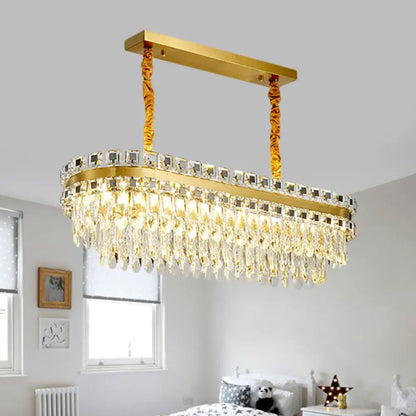 ديكوربايتس™ - إضاءة جزيرة بيضاوية من الكريستال LED - تركيبات حديثة شفافة لغرفة الطعام