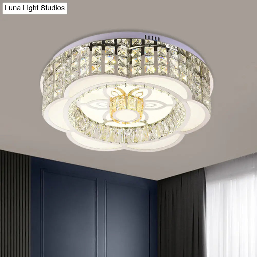 DecorBites™ DecorBites™ LED Crystal Flush Mount Ceiling Light in Chrome, Modern Flower Design, 23.5"/31.5" Wide