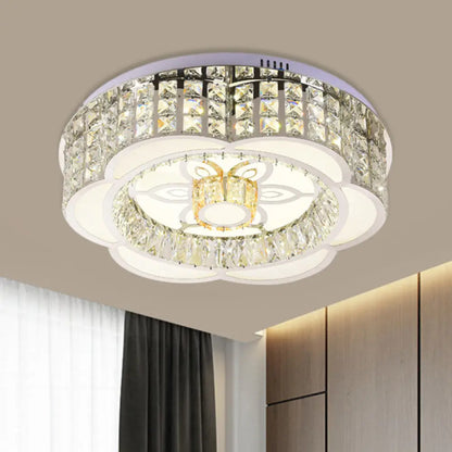 DecorBites™ DecorBites™ LED Crystal Flush Mount Ceiling Light in Chrome, Modern Flower Design, 23.5"/31.5" Wide