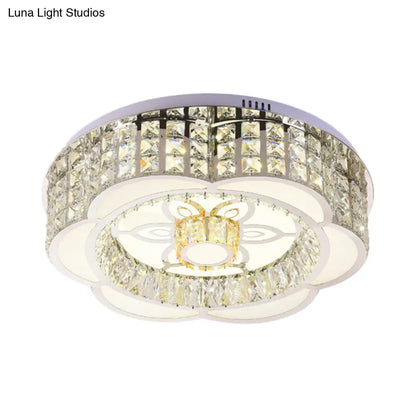 DecorBites™ DecorBites™ LED Crystal Flush Mount Ceiling Light in Chrome, Modern Flower Design, 23.5"/31.5" Wide