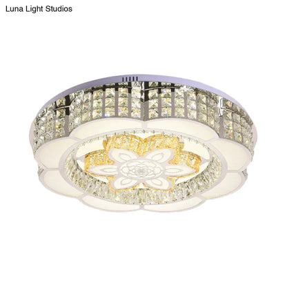 DecorBites™ DecorBites™ LED Crystal Flush Mount Ceiling Light in Chrome, Modern Flower Design, 23.5"/31.5" Wide