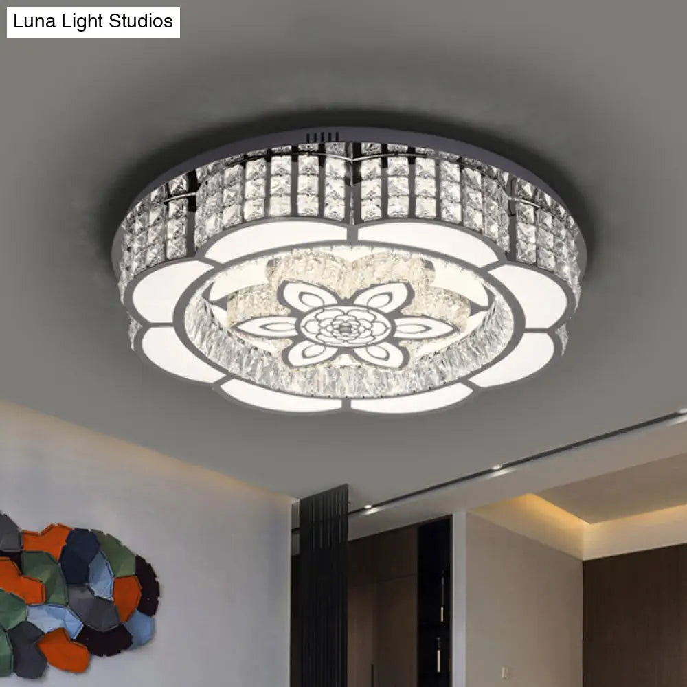 DecorBites™ DecorBites™ LED Crystal Flush Mount Ceiling Light in Chrome, Modern Flower Design, 23.5"/31.5" Wide