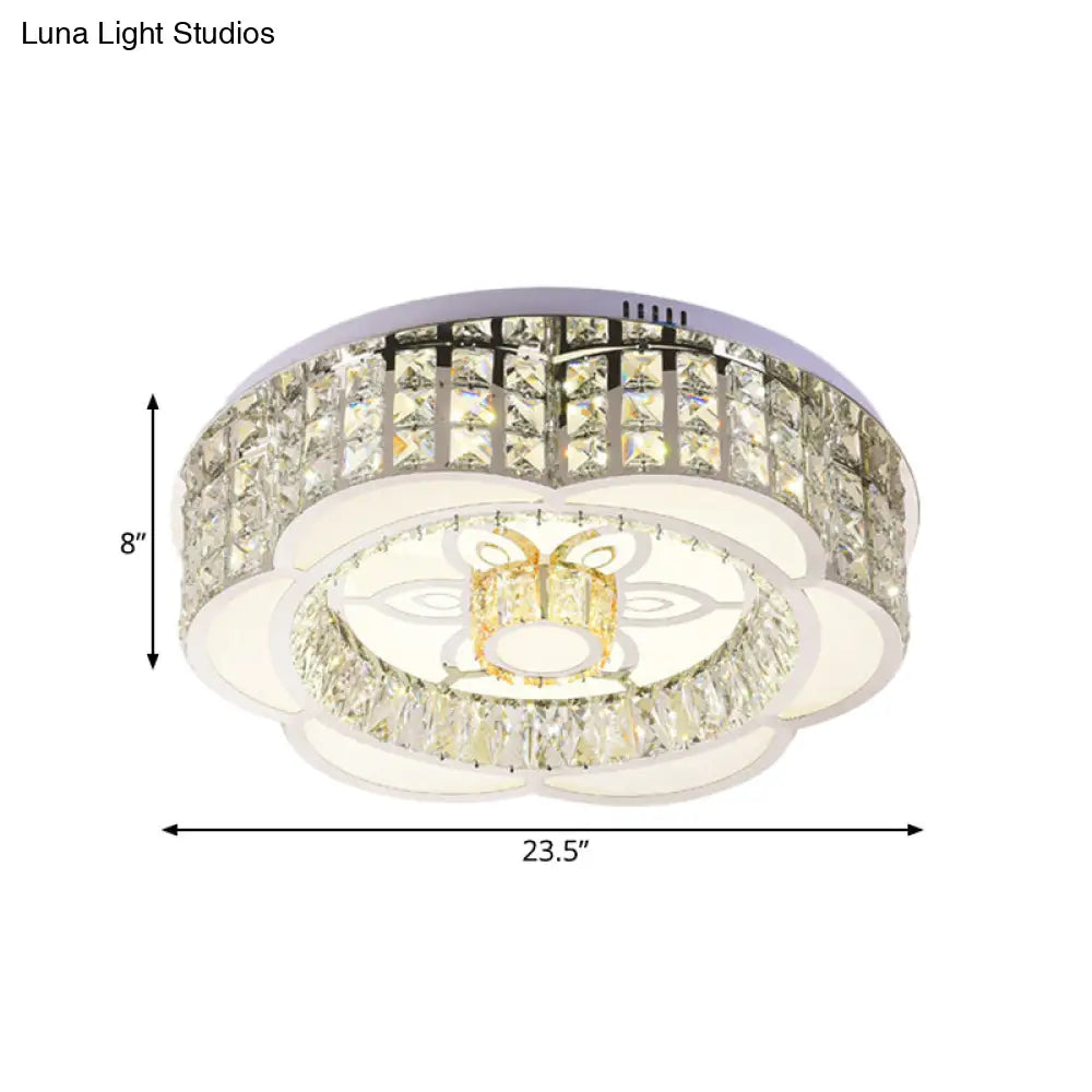 DecorBites™ DecorBites™ LED Crystal Flush Mount Ceiling Light in Chrome, Modern Flower Design, 23.5"/31.5" Wide