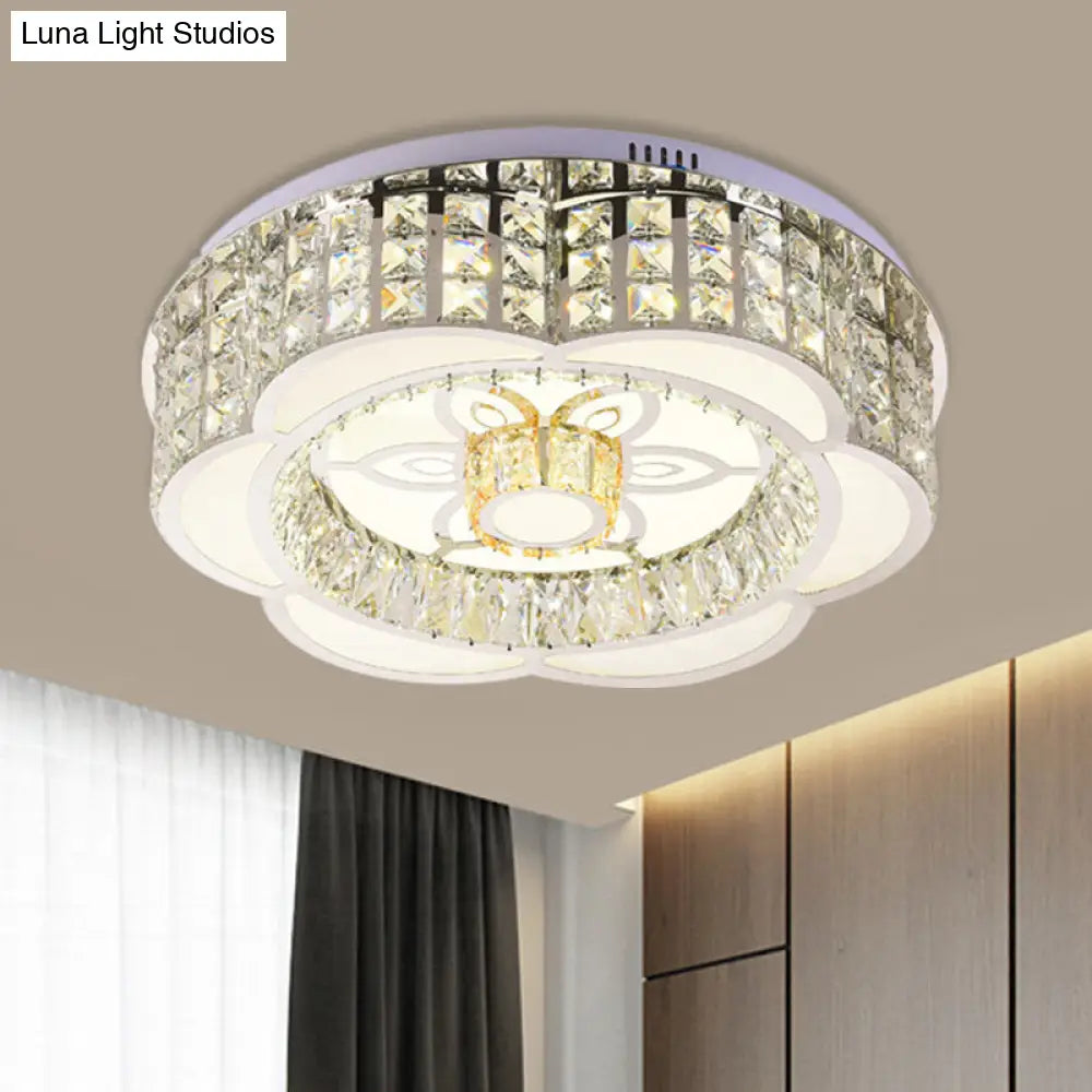 DecorBites™ DecorBites™ LED Crystal Flush Mount Ceiling Light in Chrome, Modern Flower Design, 23.5"/31.5" Wide