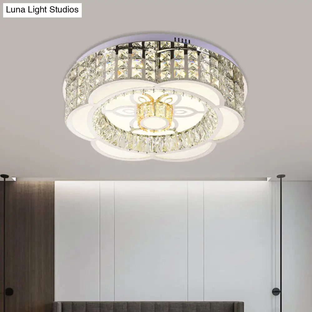 DecorBites™ DecorBites™ LED Crystal Flush Mount Ceiling Light in Chrome, Modern Flower Design, 23.5"/31.5" Wide