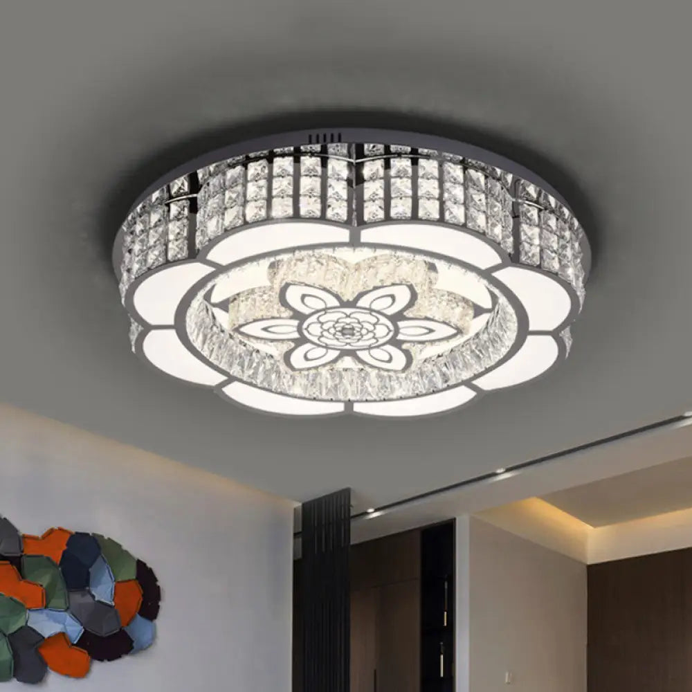 DecorBites™ DecorBites™ LED Crystal Flush Mount Ceiling Light in Chrome, Modern Flower Design, 23.5"/31.5" Wide