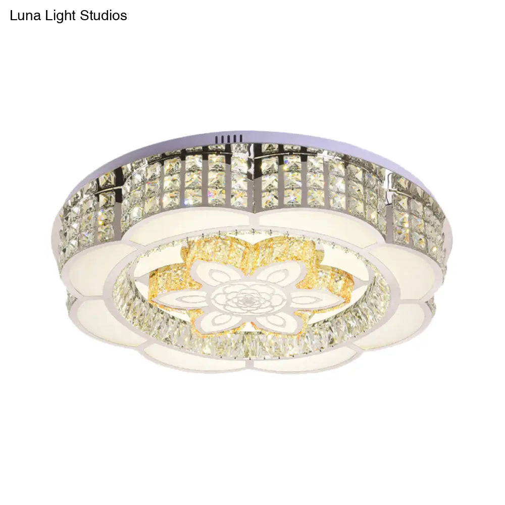 DecorBites™ DecorBites™ LED Crystal Flush Mount Ceiling Light in Chrome, Modern Flower Design, 23.5"/31.5" Wide