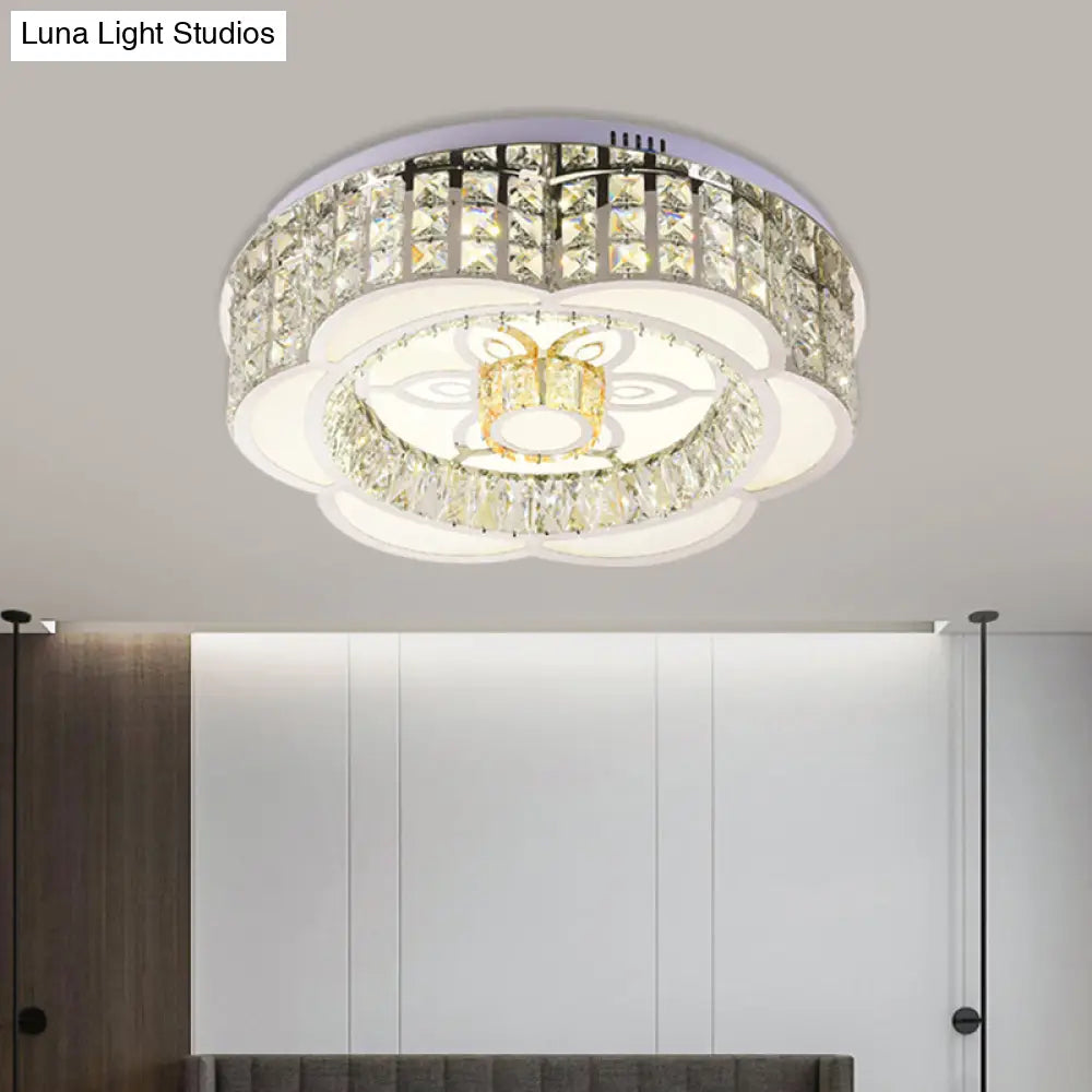 DecorBites™ DecorBites™ LED Crystal Flush Mount Ceiling Light in Chrome, Modern Flower Design, 23.5"/31.5" Wide
