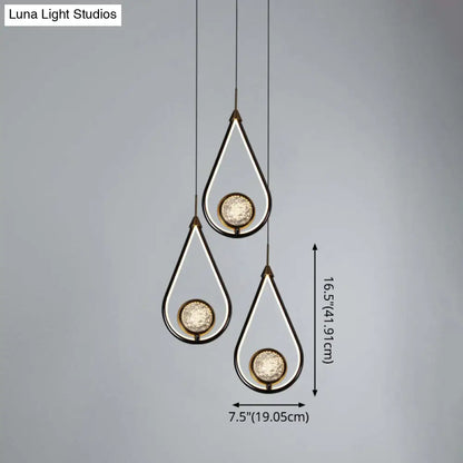 LED Crystal Pendant - Contemporary Style Metal Ceiling Hanging Lamp