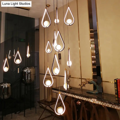 LED Crystal Pendant - Contemporary Style Metal Ceiling Hanging Lamp