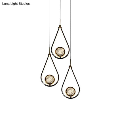 LED Crystal Pendant - Contemporary Style Metal Ceiling Hanging Lamp