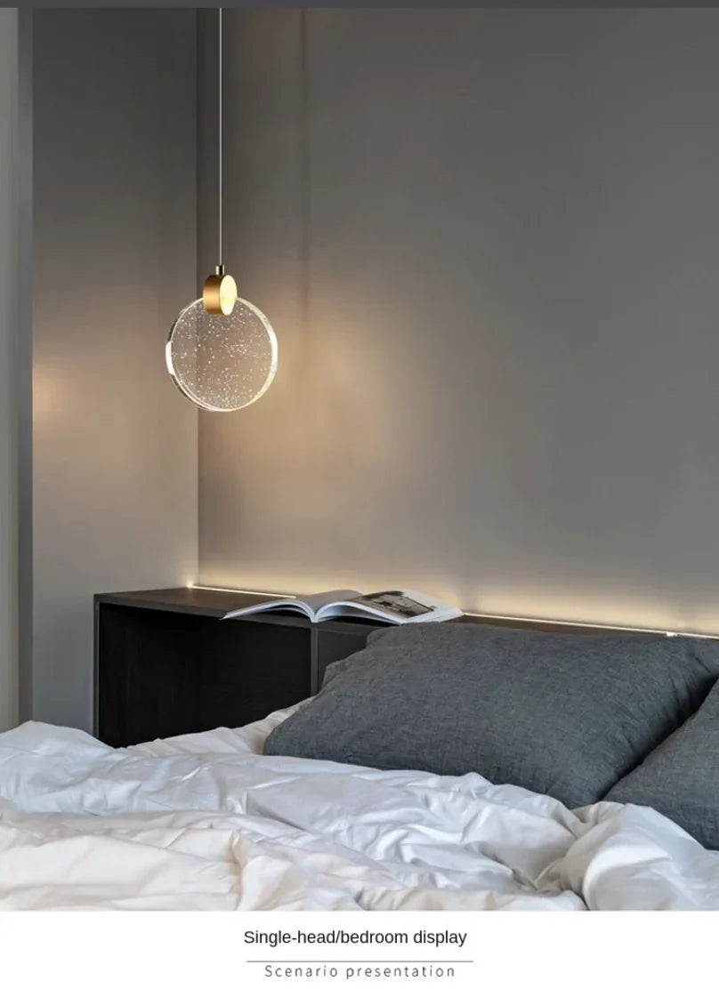 LED Crystal Pendant Light for Bedroom and Bathroom
