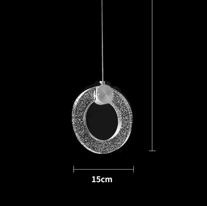 LED Crystal Pendant Light for Bedroom and Bathroom - chrome ring 15cm / cold light