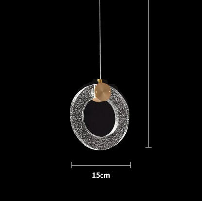 LED Crystal Pendant Light for Bedroom and Bathroom - gold ring 15cm / cold light