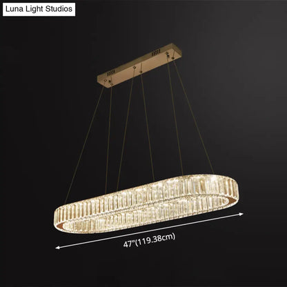 DecorBites™ LED Crystal Pendant Light for Restaurant with Stainless Steel Island Design