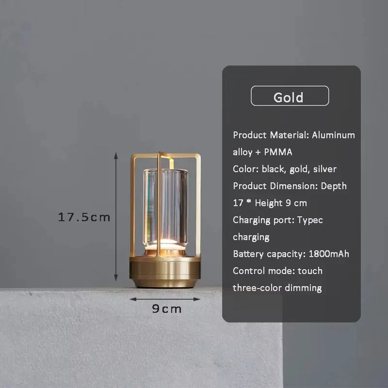LED crystal table lamp Plastic Rechargeable touch night lamp Bedroom Bedside table lamp Restaurant decorative lamp