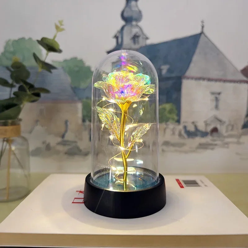 LED Eternal Rose Light for Valentine’s Day and Weddings - Colorful warm light