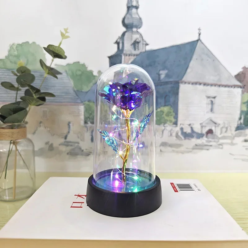 LED Eternal Rose Light for Valentine’s Day and Weddings - Purple colored ligh