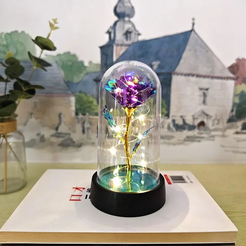LED Eternal Rose Light for Valentine’s Day and Weddings - Purple warm light