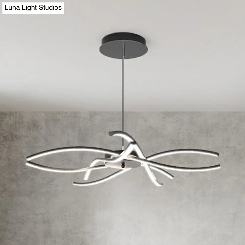 LED Floral Chandelier: Elegant Metallic Simplicity for Living Room Lighting